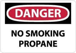 NMC - "Danger - No Smoking - Propane", 10" Long x 14" Wide, Aluminum Safety Sign - Rectangle, 0.04" Thick, Use for Accident Prevention - Eagle Tool & Supply