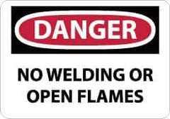 NMC - "Danger - No Welding or Open Flames", 10" Long x 14" Wide, Rigid Plastic Safety Sign - Rectangle, 0.05" Thick, Use for Accident Prevention - Eagle Tool & Supply