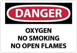 NMC - "Danger - Oxygen, No Smoking, No Open Flames", 10" Long x 14" Wide, Rigid Plastic Safety Sign - Rectangle, 0.05" Thick, Use for Accident Prevention - Eagle Tool & Supply