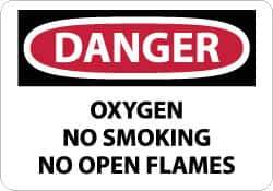 NMC - "Danger - Oxygen, No Smoking, No Open Flames", 10" Long x 14" Wide, Aluminum Safety Sign - Rectangle, 0.04" Thick, Use for Accident Prevention - Eagle Tool & Supply