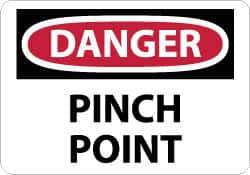 NMC - "Danger - Pinch Point", 10" Long x 14" Wide, Aluminum Safety Sign - Rectangle, 0.04" Thick, Use for Accident Prevention - Eagle Tool & Supply