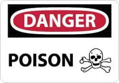 NMC - "Danger - Poison", 10" Long x 14" Wide, Pressure-Sensitive Vinyl Safety Sign - Rectangle, 0.004" Thick, Use for Hazardous Materials - Eagle Tool & Supply