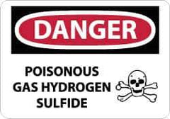 NMC - "Danger - Poisonous Gas - Hydrogen Sulfide", 10" Long x 14" Wide, Rigid Plastic Safety Sign - Rectangle, 0.05" Thick, Use for Hazardous Materials - Eagle Tool & Supply