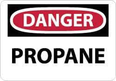 NMC - "Danger - Propane", 10" Long x 14" Wide, Pressure-Sensitive Vinyl Safety Sign - Rectangle, 0.004" Thick, Use for Hazardous Materials - Eagle Tool & Supply