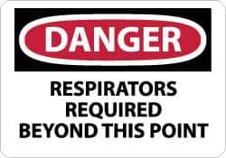 NMC - "Danger - Respirators Required Beyond This Point", 10" Long x 14" Wide, Rigid Plastic Safety Sign - Rectangle, 0.05" Thick, Use for Accident Prevention - Eagle Tool & Supply