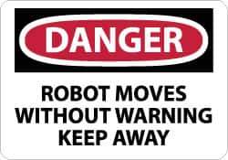 NMC - "Danger - Robot Moves without Warning - Keep Away", 10" Long x 14" Wide, Rigid Plastic Safety Sign - Rectangle, 0.05" Thick, Use for Accident Prevention - Eagle Tool & Supply