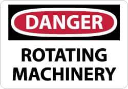 NMC - "Danger - Rotating Machinery", 10" Long x 14" Wide, Aluminum Safety Sign - Rectangle, 0.04" Thick, Use for Accident Prevention - Eagle Tool & Supply