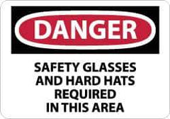 NMC - "Danger - Safety Glasses and Hard Hats Required in This Area", 10" Long x 14" Wide, Rigid Plastic Safety Sign - Rectangle, 0.05" Thick, Use for Accident Prevention - Eagle Tool & Supply