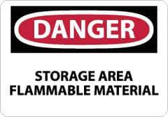 NMC - "Danger - Storage Area - Flammable Material", 10" Long x 14" Wide, Aluminum Safety Sign - Rectangle, 0.04" Thick, Use for Hazardous Materials - Eagle Tool & Supply