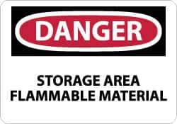 NMC - "Danger - Storage Area - Flammable Material", 10" Long x 14" Wide, Pressure-Sensitive Vinyl Safety Sign - Rectangle, 0.004" Thick, Use for Hazardous Materials - Eagle Tool & Supply