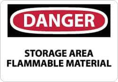 NMC - "Danger - Storage Area - Flammable Material", 10" Long x 14" Wide, Rigid Plastic Safety Sign - Rectangle, 0.05" Thick, Use for Hazardous Materials - Eagle Tool & Supply