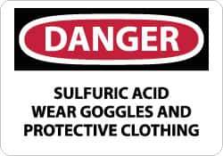 NMC - "Danger - Sulfuric Acid - Wear Goggles and Protective Clothing", 10" Long x 14" Wide, Aluminum Safety Sign - Rectangle, 0.04" Thick, Use for Accident Prevention - Eagle Tool & Supply
