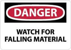 NMC - "Danger - Watch for Falling Material", 10" Long x 14" Wide, Aluminum Safety Sign - Rectangle, 0.04" Thick, Use for Accident Prevention - Eagle Tool & Supply
