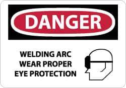 NMC - "Danger - Welding Arc Wear Proper Eye Protection", 10" Long x 14" Wide, Aluminum Safety Sign - Rectangle, 0.04" Thick, Use for Accident Prevention - Eagle Tool & Supply