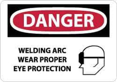 NMC - "Danger - Welding Arc Wear Proper Eye Protection", 10" Long x 14" Wide, Pressure-Sensitive Vinyl Safety Sign - Rectangle, 0.004" Thick, Use for Accident Prevention - Eagle Tool & Supply