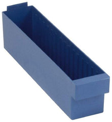 Quantum Storage - 17-5/8" Deep, Blue High-Impact Polystyrene Drawer Bin - 4-5/8" High x 3-3/4" Wide x 17-5/8" Long - Eagle Tool & Supply