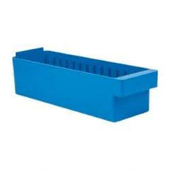 Quantum Storage - 17-5/8" Deep, Blue High-Impact Polystyrene Drawer Bin - 4-5/8" High x 5-9/16" Wide x 17-5/8" Long - Eagle Tool & Supply