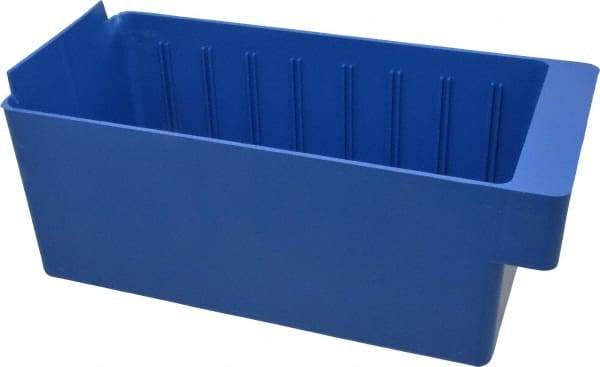 Quantum Storage - 11-5/8" Deep, Blue High-Impact Polystyrene Drawer Bin - 4-5/8" High x 5-9/16" Wide x 11-5/8" Long - Eagle Tool & Supply