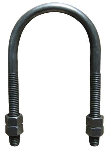 Empire - 7/8-9 UNC, 13-3/4" Long, Round U Bolt Clamp with No Mount Plate for 12" Pipe - 4-1/4" Thread Length, 9-5/8" Wide, Steel - Eagle Tool & Supply