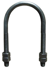 Empire - 7/8-9 UNC, 13-3/4" Long, Round U Bolt Clamp with No Mount Plate for 12" Pipe - 4-1/4" Thread Length, 9-5/8" Wide, Steel - Eagle Tool & Supply