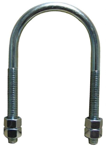 Empire - 3/4-10 UNC, 11-5/8" Long, Round U Bolt Clamp with No Mount Plate for 10" Pipe - 4" Thread Length, 8-3/8" Wide, Steel - Eagle Tool & Supply