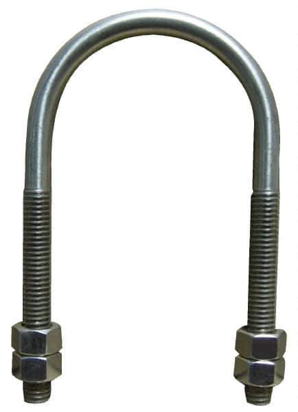 Empire - 3/4-10 UNC, 11-5/8" Long, Round U Bolt Clamp with No Mount Plate for 10" Pipe - 4" Thread Length, 8-3/8" Wide, Grade 304 Stainless Steel - Eagle Tool & Supply