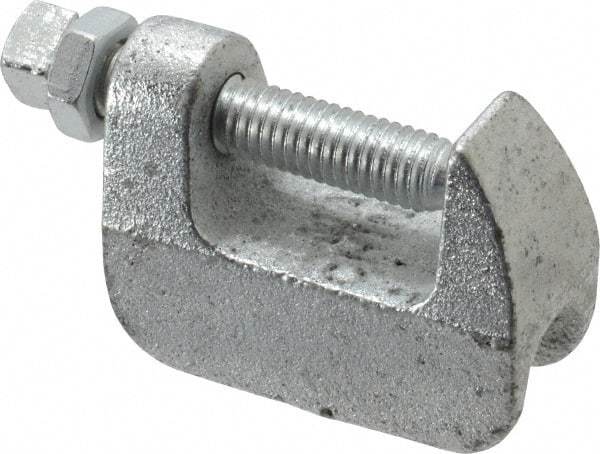 Empire - 1-1/4" Max Flange Thickness, 1/2" Rod Wide Jaw Top Beam Clamp - 500 Lb Capacity, Ductile Iron - Eagle Tool & Supply