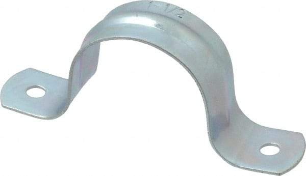 Empire - 1-1/2 Pipe, Carbon Steel, Galvanized Pipe, Conduit or Tube Strap - 2 Mounting Holes - Eagle Tool & Supply