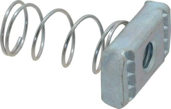 Empire - 3/8" Rod, Electro Galvanized Carbon Steel Spring Strut Nut - Used for Attaching Hanger Rod or Other Accessories to Strut - Eagle Tool & Supply