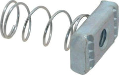 Empire - 3/8" Rod, Electro Galvanized Carbon Steel Spring Strut Nut - Used for Attaching Hanger Rod or Other Accessories to Strut - Eagle Tool & Supply