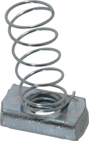 Empire - 1/2" Rod, Electro Galvanized Carbon Steel Spring Strut Nut - Used for Attaching Hanger Rod or Other Accessories to Strut - Eagle Tool & Supply