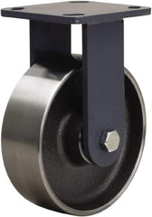 Hamilton - 6" Diam x 2" Wide x 7-1/2" OAH Top Plate Mount Rigid Caster - Forged Steel, 2,000 Lb Capacity, Sealed Precision Ball Bearing, 4 x 4-1/2" Plate - Eagle Tool & Supply