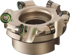 Sumitomo - 4" Cut Diam, 1/4" Max Depth, 1-1/4" Arbor Hole, 6 Inserts, QP.T 4312 Insert Style, Indexable Copy Face Mill - WRCX Cutter Style, 2" High, Series WaveMill - Eagle Tool & Supply
