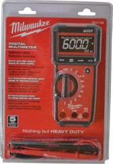 Milwaukee Tool - 2217-20, CAT III, 600 VAC/VDC, Digital True RMS Auto Ranging Multimeter - 40 mOhm, Measures Voltage, Capacitance, Current, Frequency, Resistance, Temperature - Eagle Tool & Supply