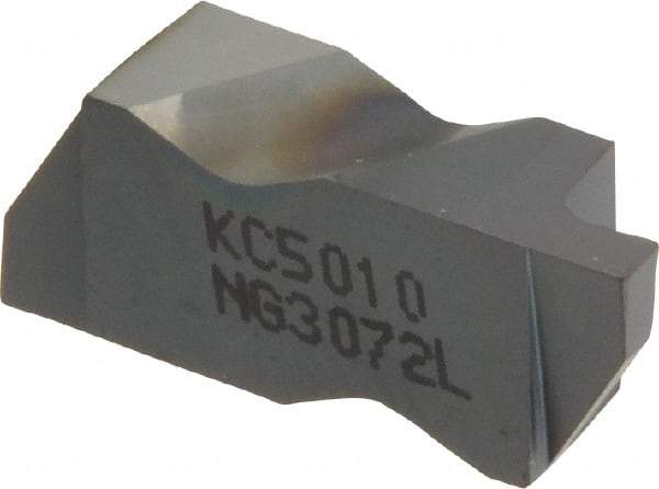 Kennametal - 3072NG Grade KC5010, 1.83mm Cutting Width Carbide Grooving Insert - 2.39mm Max Depth of Cut, Left Hand, 0.19mm Corner Radius, TiAlN Finish - Eagle Tool & Supply