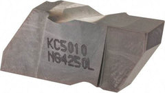 Kennametal - 4250NG Grade KC5010, 6.35mm Cutting Width Carbide Grooving Insert - 6.35mm Max Depth of Cut, Left Hand, 0.57mm Corner Radius, TiAlN Finish - Eagle Tool & Supply