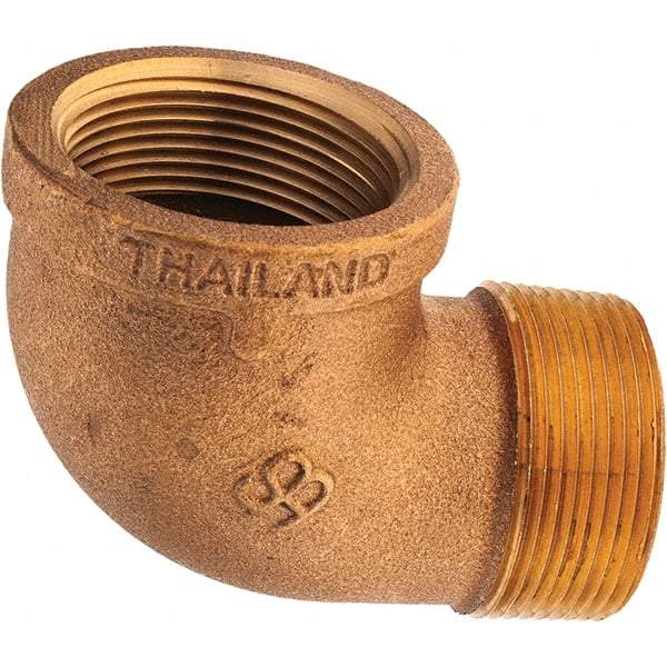 Merit Brass - Class 125, 1-1/2" Internal Pipe, Brass 90° Street Elbow - FNPT x MNPT - Eagle Tool & Supply