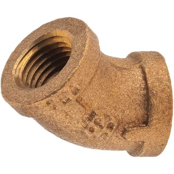 Merit Brass - Class 125, 1/4" Internal Pipe, Brass 45° Street Elbow - FNPT x FNPT - Eagle Tool & Supply