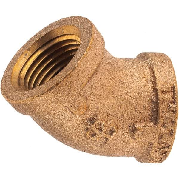 Merit Brass - Class 125, 1/2" Internal Pipe, Brass 45° Street Elbow - FNPT x FNPT - Eagle Tool & Supply