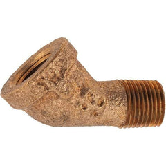 Merit Brass - Class 125, 1/8" Internal Pipe, Brass 45° Street Elbow - FNPT x MNPT - Eagle Tool & Supply