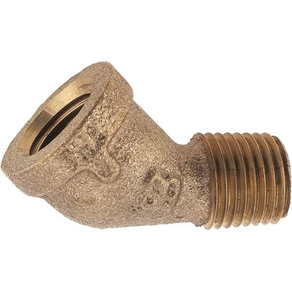 Merit Brass - Class 125, 1/4" Internal Pipe, Brass 45° Street Elbow - FNPT x MNPT - Eagle Tool & Supply