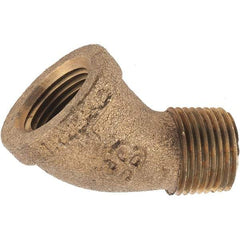 Merit Brass - Class 125, 3/8" Internal Pipe, Brass 45° Street Elbow - FNPT x MNPT - Eagle Tool & Supply
