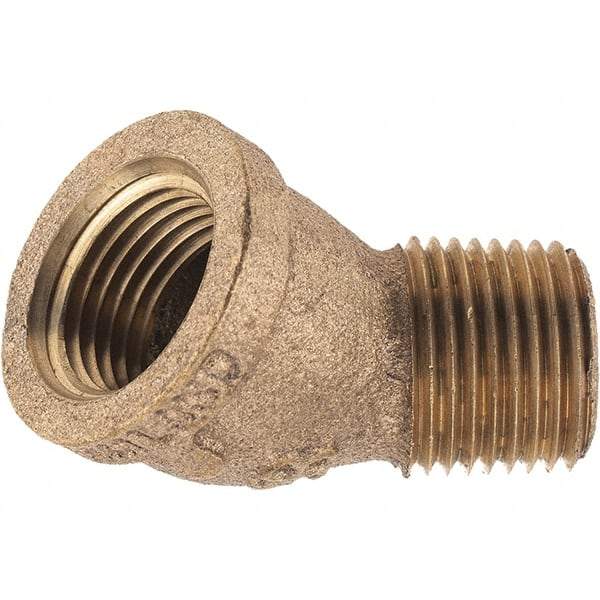 Merit Brass - Class 125, 1/2" Internal Pipe, Brass 45° Street Elbow - FNPT x MNPT - Eagle Tool & Supply