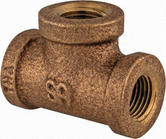 Merit Brass - Class 125, 1/2" Internal Pipe, Lead Free Brass Tee - FNPT x FNPT x FNPT - Eagle Tool & Supply