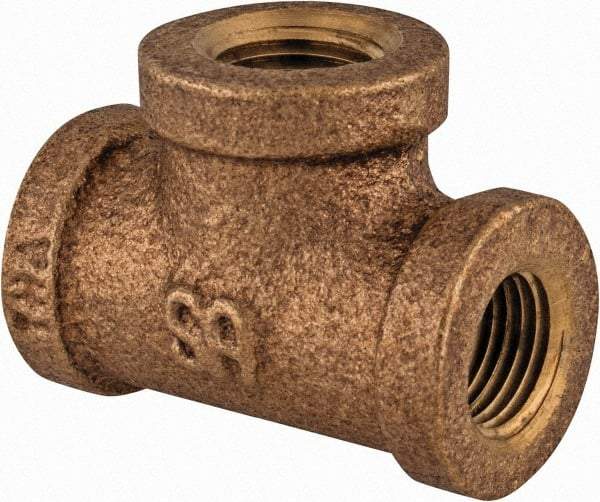 Merit Brass - Class 125, 1/4" Internal Pipe, Lead Free Brass Tee - FNPT x FNPT x FNPT - Eagle Tool & Supply