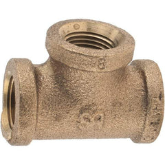 Merit Brass - Class 125, 3/8" Internal Pipe, Brass Tee - FNPT x FNPT x FNPT - Eagle Tool & Supply