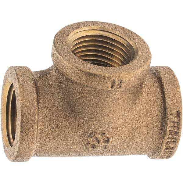Merit Brass - Class 125, 1/2" Internal Pipe, Brass Tee - FNPT x FNPT x FNPT - Eagle Tool & Supply