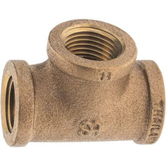 Merit Brass - Class 125, 1/2" Internal Pipe, Brass Tee - FNPT x FNPT x FNPT - Eagle Tool & Supply