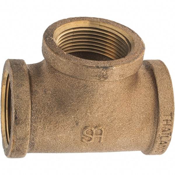 Merit Brass - Class 125, 1-1/4" Internal Pipe, Brass Tee - FNPT x FNPT x FNPT - Eagle Tool & Supply