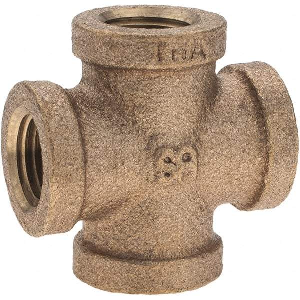 Merit Brass - Class 125, 1/4" Internal Pipe, Brass Cross - All FNPT - Eagle Tool & Supply